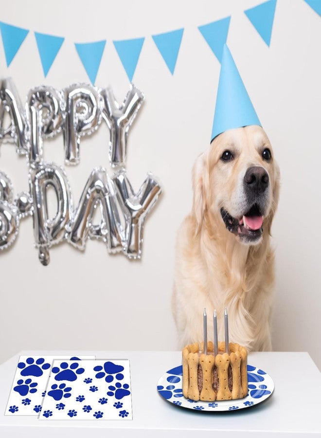 DURYGEN 40PCS Blue Paw Print Party Supplies Dog Themed Birthday decorations Disposable Tableware Including Plates Napkins for Dog Birthday Baby Shower Pet Lover Supplies - Image 5